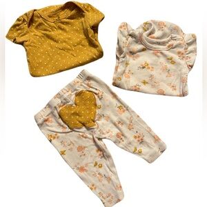 Carter's Flower & Butterfly 3Pc Outfit